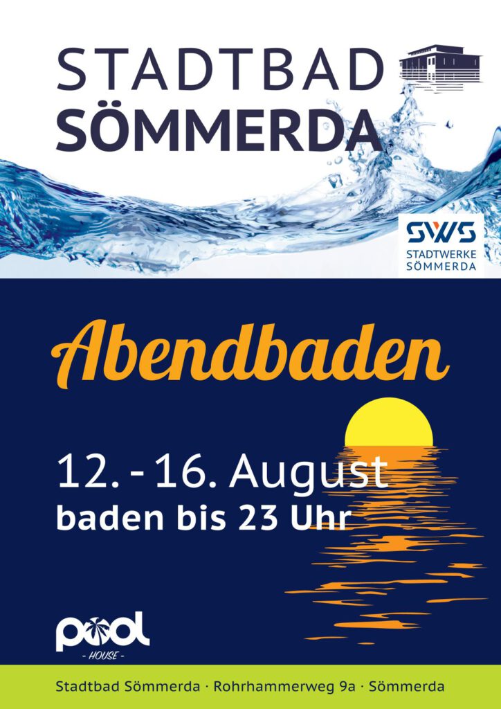 12. - 16. August Abendbaden im Stadtbad Sömmerda